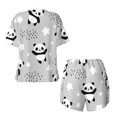 thumbnail image 6 of Wukai Pandas Print Women's Pajama Set - Short-Sleeve Top and Shorts with Elastic Waistband and Pockets for Loungewear, Yoga, and Casual Wear-Medium, 6 of 8