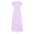 thumbnail image 3 of Alvivi Flower Girl Dress Kids Cap Sleeve A-Line Pleated Formal Wedding Party Junior Bridesmaid Dress Lavender 16, 3 of 7