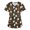 Black, variant on Women's Printing Uniform Work Uniform V-neck Pockets Basic Short Sleeve Pullover Top Casual Uniform Shirt
