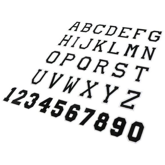 PENIKOKO 36Pcs Number Iron on Patches Black Fabric for Bags