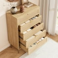 thumbnail image 3 of Home Rattan 5 Drawer Dresser, 44'' Tall Narrow Chest Of Drawer, Farmhouse Wooden Vertical Dresser With Metal Legs And Handles, Modern Dresser For Bedroom, Living Room, 3 of 7