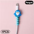 thumbnail image 1 of USB Charging Cable Bite Protection Cartoon Animal Charger Cable Wire Organizer Earphone Line Cover Protect Case Phone Decor Wire A 1Pcs-Penguin, 1 of 6