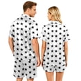 thumbnail image 4 of Couples Matching Pajamas, Women Satin 2 Piece Pjs Set Short Sleeve Button Down Loose Casual Summer Sleepwear Nightwear, 4 of 4