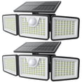 thumbnail image 1 of Daphino Luces solares para exteriores, 2500 lm, sensor de movimiento, luces exteriores, 3 cabezales, 355 gran angular, luces de calle, luces de seguridad impermeables con 3 modos (negro, no remoto, 2, 1 of 9