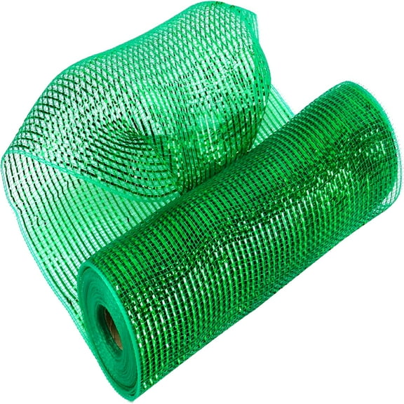 LAMIRO 1Rolls Mesh Ribbon Gold Deco Mesh Ribbon 10 Inch Wide Golden Mesh Ribbon for Christmas Tree Metallic Mesh Roll Decorative Mesh Ribbon for Wreaths Garland Swag Basket Craft (30 Feet)