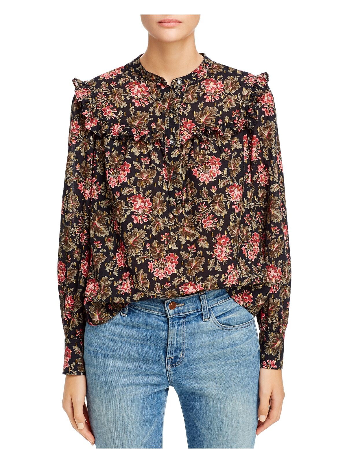 REBECCA TAYLOR Womens Black Floral Long 