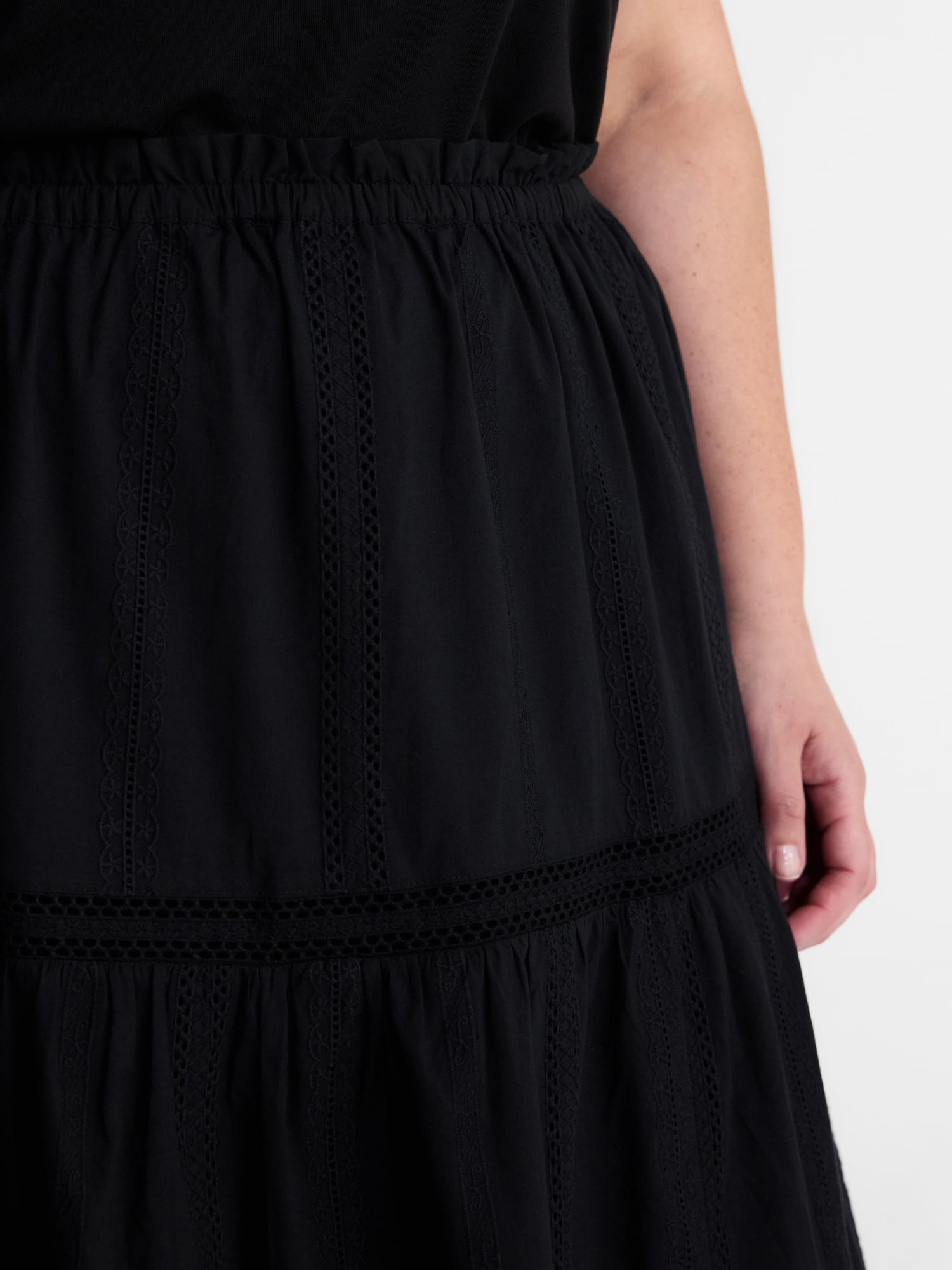 Terra & Sky Women’s Plus Cotton Geo Eyelet Midi Skirt, Sizes 0X-5X