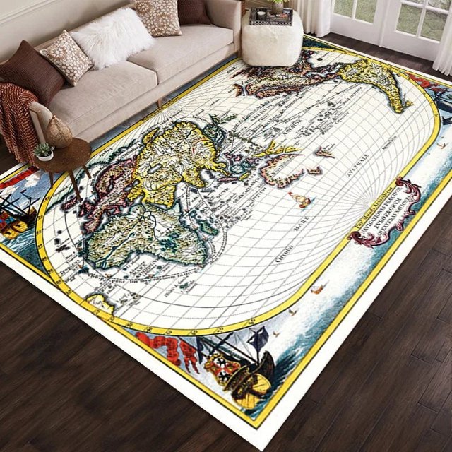 3d Printed Map Rug Home Living Room Sofa Floor Cushion Bedroom Full of Bedside Blanket Carpet My Lux Decor Round