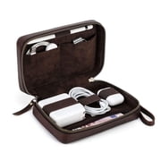 Hiram Full Gain Leather Electronics Travel Organizer Case, Tech Accessories Bag for Phone Charger and Cables