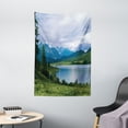 thumbnail image 1 of Nature Tapestry, Belukha Mountain by the Lake Surrounded Mountain with Snowy Peaks Print, Wall Hanging for Bedroom Living Room Dorm Decor, 40W X 60L Inches, Fern Green Light Blue, by Ambesonne, 1 of 2