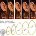 thumbnail image 5 of LUNVKY 18K Gold Plated Hoop Earrings for Women Lightweight Hypoallergenic Large Big Chunky Post 50mm Earrings Birthday Graduation Mothers Day Jewelry Gifts Her Mom Girlfriend Wife Adults Ideas, 5 of 6