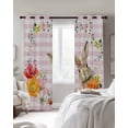 thumbnail image 2 of Pink Easter Blackout Curtains 96 Inch Length 2 Panels Set, Bunny Spring Floral Checkered Full Shading Curtains for Windows, Blackout Curtains for Bedroom Living Room 52"x96", 2 of 8
