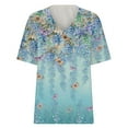 thumbnail image 4 of Aloohaidyvio Tops Womens Fashion Casual Scenic Flowers Printing V-Neck T-Shirt Tops, 4 of 5