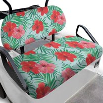 Uorisanigo Tropical Hibiscus Leaves Golf Cart Seat Covers Club Car Comfortable Seats Cushion Pad Breathable Golf Cart Seat Protector Cool in Summer and Warm in Winter