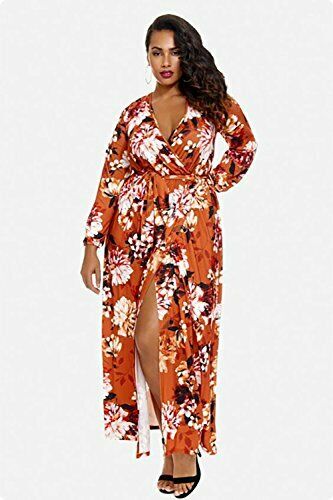 plus size floral wrap maxi dress