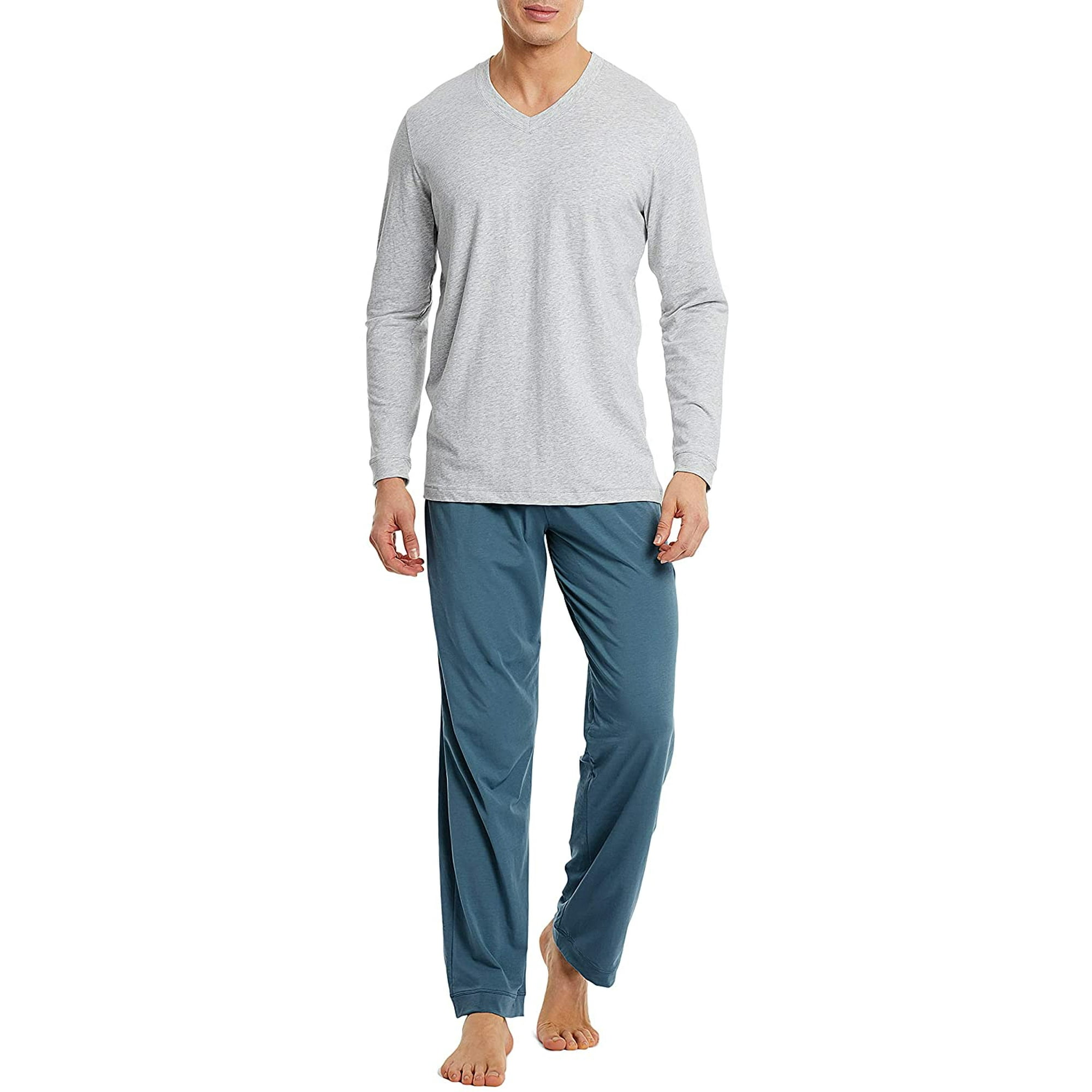 Men s Long Sleeve Sleep Top And Bottom Pajama Set