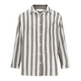 thumbnail image 3 of Fancifize Women Striped Cotton Linen Shirts Long Sleeve Button Down Blouse Casual Loose Fall Fashion Outfits, 3 of 5