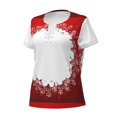 thumbnail image 2 of Naloa Winter Christmas Snowflake Print T-Shirts Short Sleeve V Neck Tees for Women Fashion Tops Trendy Lightweight Soft Casual Summer Outfits Clothes, 2 of 5