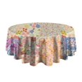 thumbnail image 5 of Pioneer Flower Floral Print Pattern Round Tablecloth 60"x60",Wrinkle Wipeable Table Cloth for Kitchen Dining Room Picnic Patio Party, 5 of 6