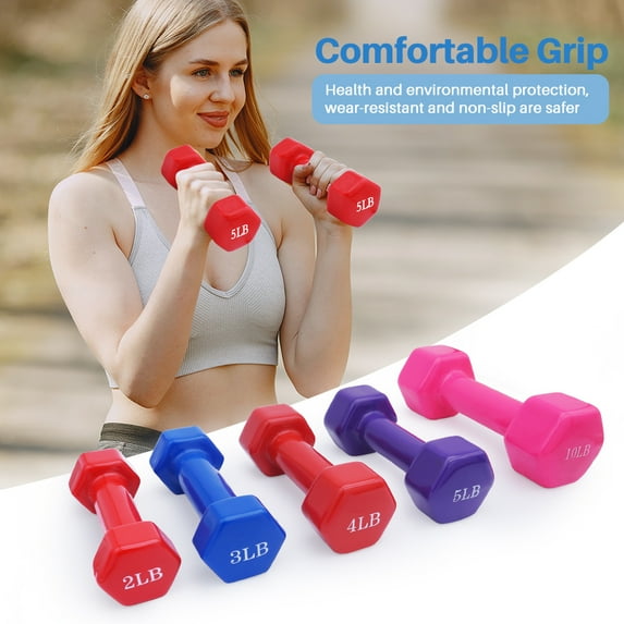 Aviation Supplies and Academics Vinyl Coated Hand 4 Pounds Weight Dumbbell, Exercise and Fitness, Various Weight and Color