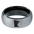 thumbnail image 2 of Tungsten Minnesota North Star State Band Ring 8mm Men Women Comfort Fit Black Dome Brushed Gray Polished, 2 of 4