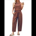 thumbnail image 2 of Conjunto de 2 Piezas de Cuadros para Mujer, para Vacaciones en la Playa, Verano, Camiseta Sin Mangas, Pantalones y Traje. Rojo Óxido S, 2 of 10