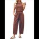thumbnail image 2 of Conjunto de 2 Piezas de Cuadros para Mujer, para Vacaciones en la Playa, Verano, Camiseta Sin Mangas, Pantalones y Traje. Rojo Óxido XXL, 2 of 10