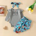 thumbnail image 2 of Vedolay Grils 2023 Outfits Girl's 2 Piece Outfits Floral Ruffle Trim Cold Shoulder Long Sleeve Top and Pants Set,Blue 12-18 Months, 2 of 5