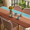 thumbnail image 3 of Blue Brown Ombre Table Cloths for 8 Foot Rectangle Tables, Modern Abstract Gradient Art Patio Waterproof Elastic Fitted Tablecloths, Washable Rectangular Table Cover for Camping, 3 of 8