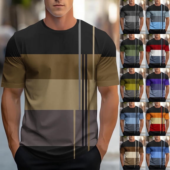 Antinious Men Print Gym Short Sleeve Pullover Breathable Relaxed Everyday Style Tops