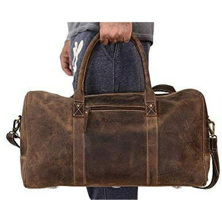FR Fashion Co. 20 Men's Stylish Leather Duffle Bag - Brown