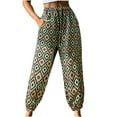 thumbnail image 1 of Mode Décontractée Imprimé Taille Élastique Pantalon de Lanterne Recadrée Femmes, 1 of 7