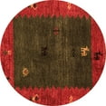 thumbnail image 1 of Ahgly Company Indoor Round Abstract Orange Modern Area Rugs, 3' Round, 1 of 4