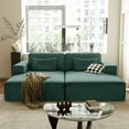 thumbnail image 2 of 86.6" Oversized Double Chaise Lounge Chair Indoor with 2 Pillows, Modern Upholstered Corduroy Double Sofa Bed, Comfy Corduroy Fluffy Sleeper Sofa Couch for Living Room, Apartment, Office, Green, 2 of 9