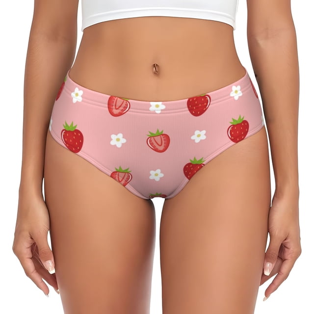 Balery Strawberries Ropa Interior de Algodón para Mujer con Dibujo – Braguitas Cómodas y Elásticas, Estilo Clásico-Medium