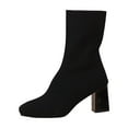 thumbnail image 3 of Mid Calf Boots Women Chunky Mid Heel Round Toe Booties Women's Trendy Casual Outdoor Comfortable Warm Fall Winter Shoes Black 6, 3 of 8