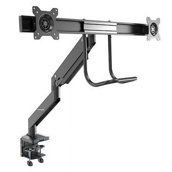 17-32 in. Desk Mount Dual Monitor Arm with USB & Audio Slim Full Motion Adjustable Dual Monitor VESA Mount