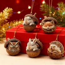 Forest Creature Acorn Christmas Ornaments, 2026 New Cozy Woodland Animal Decor, 5PCS Acrylic Hanging Ornaments for Home & Tree