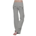 thumbnail image 7 of Spring Savings Womens Pants Oversized Straight Leg Slacks Slim Fit Flared Trousers Pockets Pants Elasticated Solid Color Slacks Plus Size Trousers Wide Leg Pants Bell-Bottomed Slacks, 7 of 7