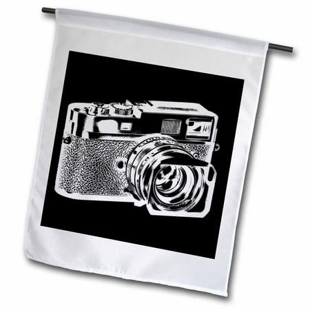 The Range Garden Furniture 3dRose Picture of a White Rangefinder Camera on black background - Garden Flag, 12 by 18-inch ()