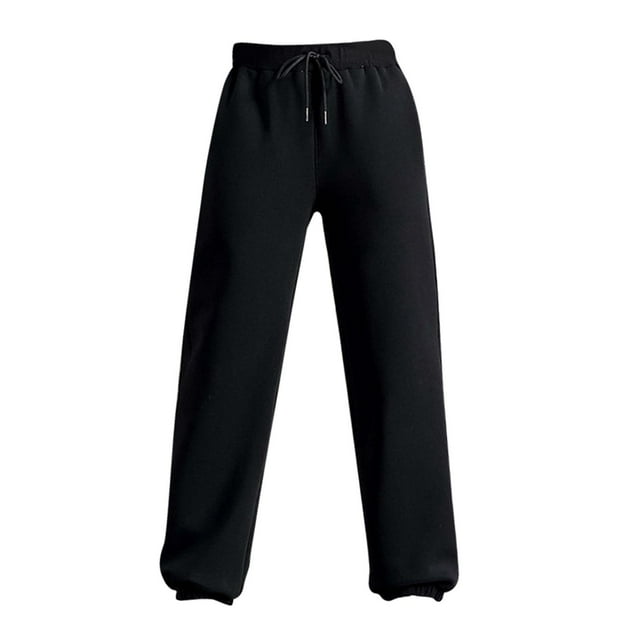 Pantalones deportivos gruesos con forro polar para mujer, color negro, talla 2XL