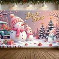 thumbnail image 2 of Snowman Theme Snowman Banner Let it Snow Design Christmas Banner Pink Golden Text Winter Banner for Christmas Party Winter Celebration Indoor Decoration, 2 of 9