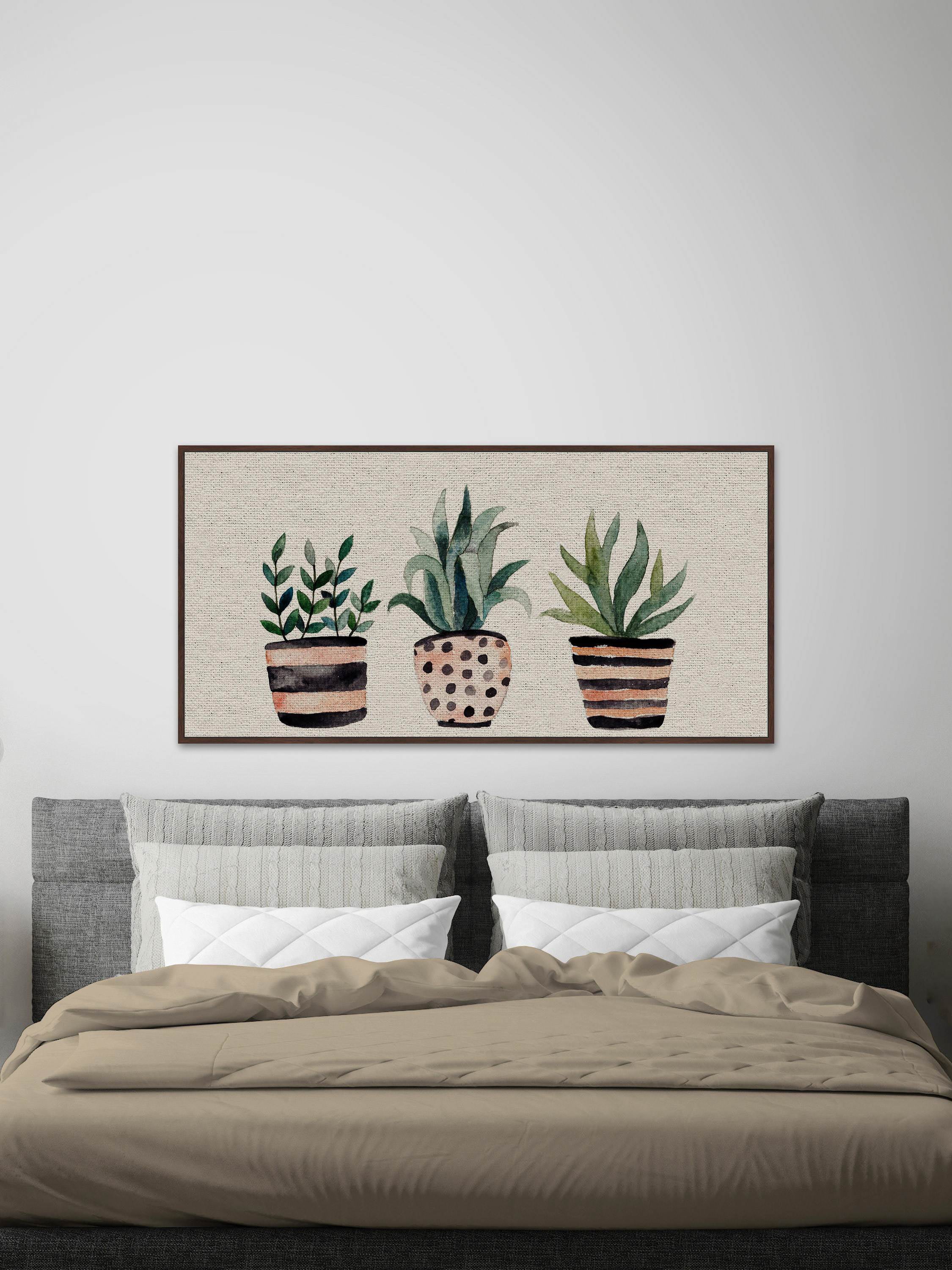 Three Plants II Floater Framed Painting Print on Canvas