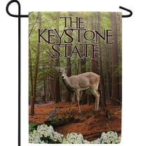 America Forever Pennsylvania State Garden Flag- 12.5 x 18 inches- Pennsylvania Young Male Deer in the Forest USA Regional Yard Outdoor Decorative Double Sided Flag