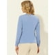 thumbnail image 3 of Blusa de gasa sólida de manga larga para oficina de trabajo para mujer Gris azul L, 3 of 4