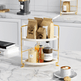 thumbnail image 6 of FSyueyun Stainless Steel 2-Tier Corner Makeup Organizer with 4 Compartments, Gold, 6 of 10