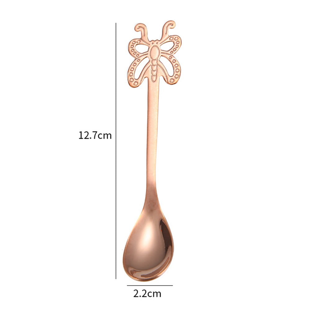 Customized 13cm 15cm 17cm 24cm Mini Small Long Handle 304 Stainless Steel  Rose Gold Teaspoon Metal Dessert Tea Coffee Spoon