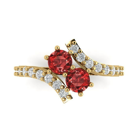Clara Pucci 14K Yellow Gold 1.48ct Garnet Solitaire with Accents Ring