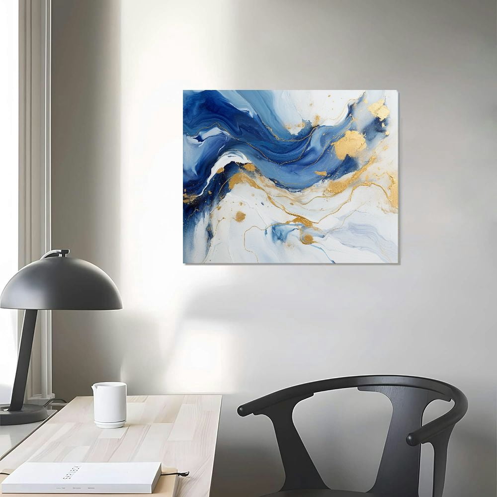 JEUXUS  Blue Grey Abstract Canvas Wall Art Decor Fantasy Modern Artwork Painting for Living Room Bedroom  Wall Pictures Graffiti on White Background