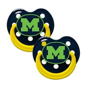 Baby Fanatic NCAA 2 Pack Baby Pacifier University of Michigan, Glow in the Dark